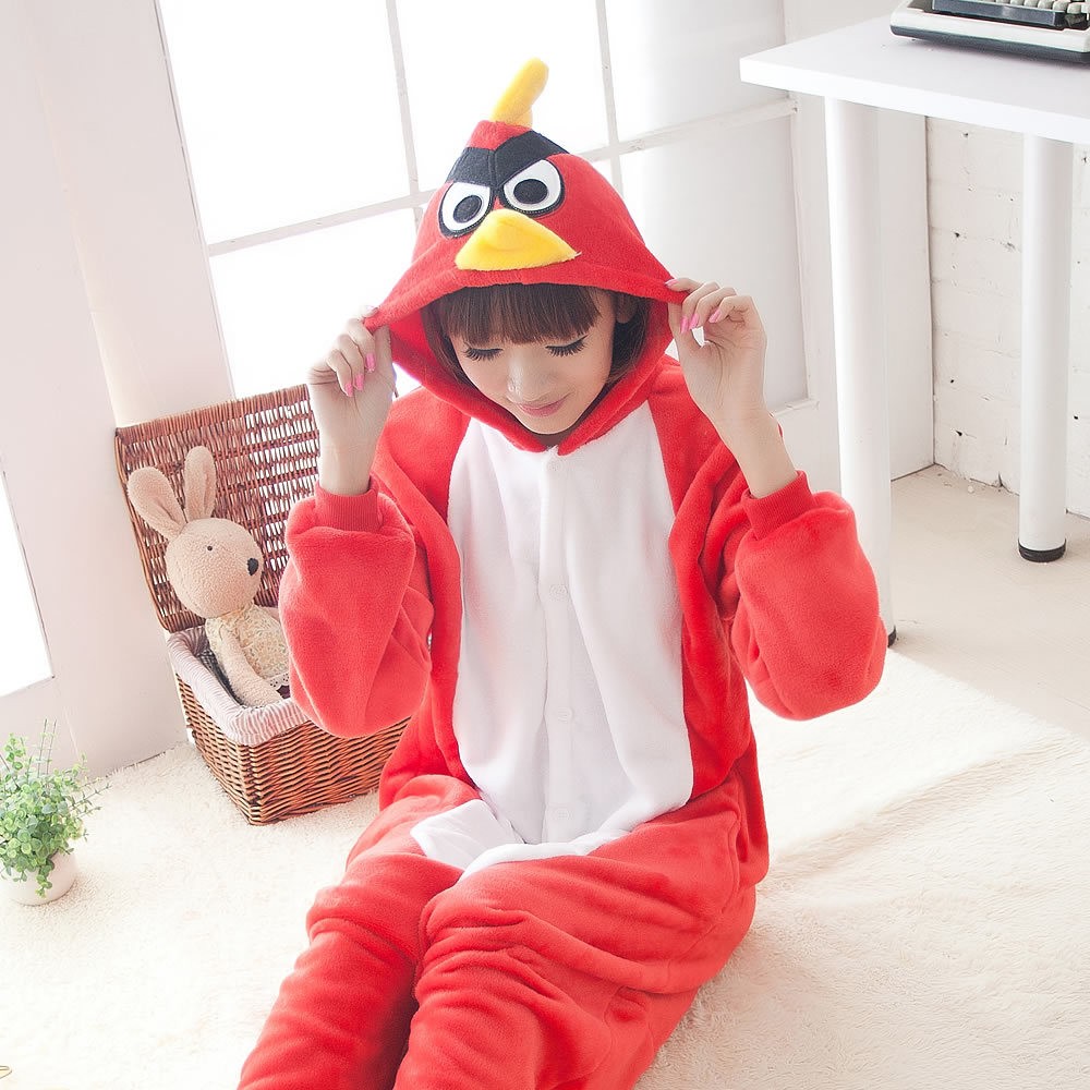 Kigurumi Red Angry Birds Pajamas Animal Onesies Costume - WowPajamas